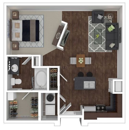 a floor plan of a two bedroom apartment at The Anatole at City View